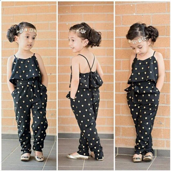 Girls Kids Love Heart Straps Rompers Jumpsuits Piece Pants Clothing