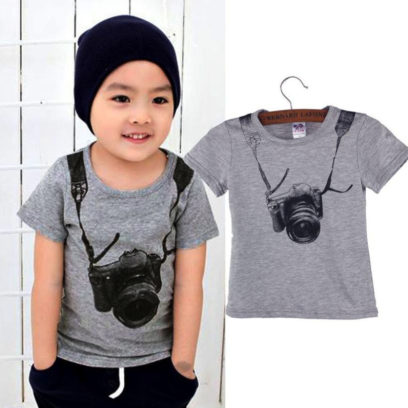 Gotd BoyS Camera Short Sleeve Tops O Neck T Shirt Tees Clothes