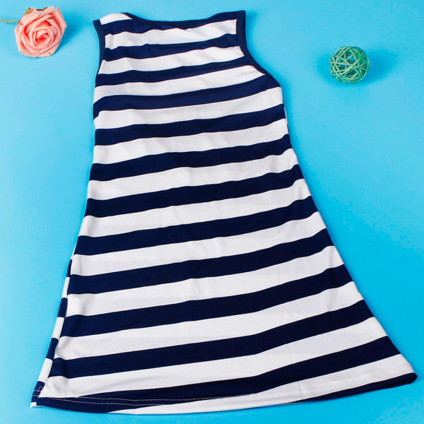 Stripe Sleeveless Long Dress