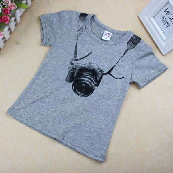 Gotd BoyS Camera Short Sleeve Tops O Neck T Shirt Tees Clothes